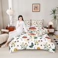 thumbnail image 4 of Homewish Cartoon Red Mushroom 3-Piece Full Size Comforter Sets For Kids Teens Female Girls,Flying Colorful Butterflies Bedding Comforter Set,Botanical Plants Lightweight Bedding Sets, 4 of 8