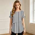 thumbnail image 2 of WAGUTH Women's Maternity Nursing Tops Striped Double Layer Breastfeeding Shirt Short Sleeve Stretch Pregnancy Tunic Blouses,Black,XXXL, 2 of 8