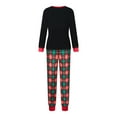 thumbnail image 5 of Elippeo Family Matching Christmas Pajamas, Baby Romper/Letter Santa Print Long Sleeve Tops and Plaid Pants Sleepwear Set, 5 of 10