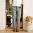 thumbnail image 2 of GUACER Women's Classic Linen Straight Leg Pants Button Trousers with Pockets Casual Chino Slacks, 2 of 5