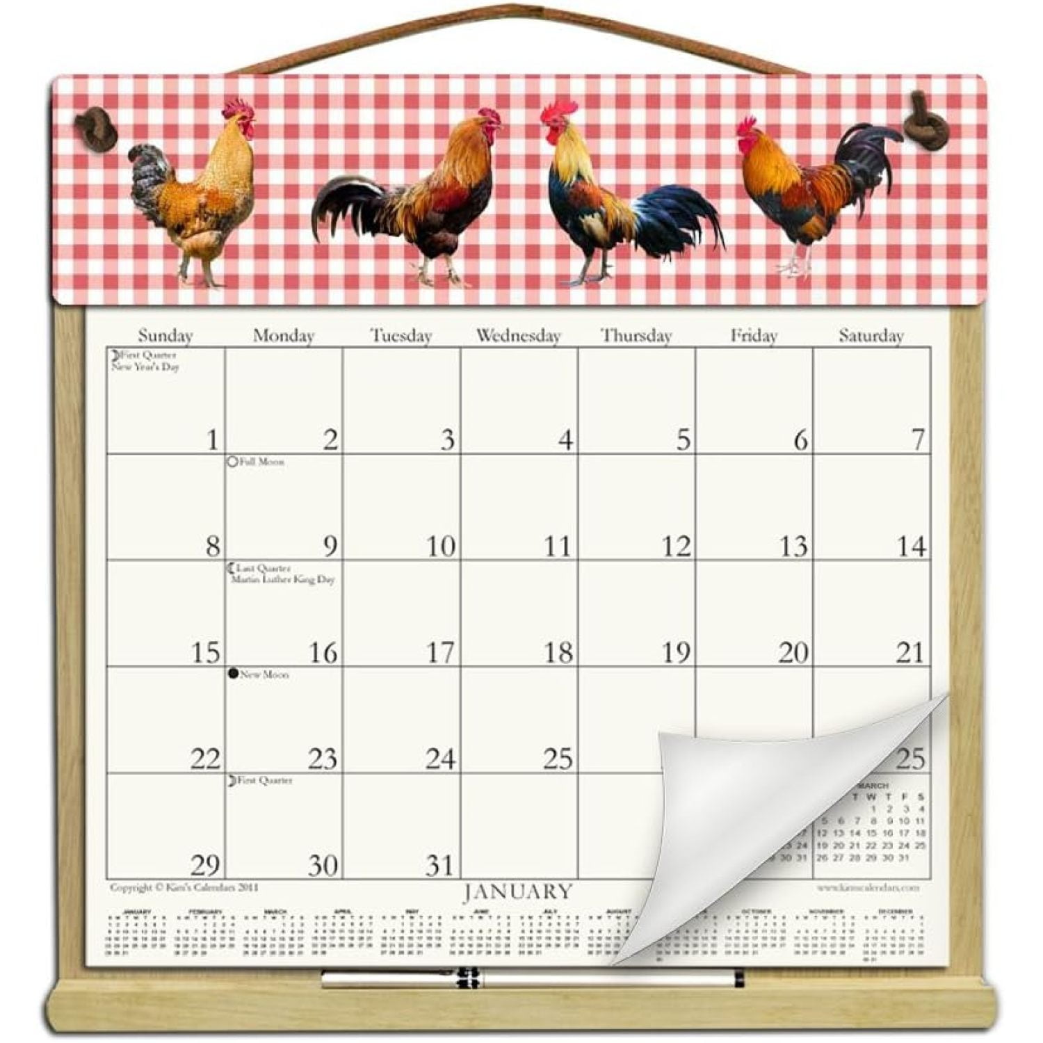 Wooden Refillable Calendar Holder filled with the rest of 2023 and 2024