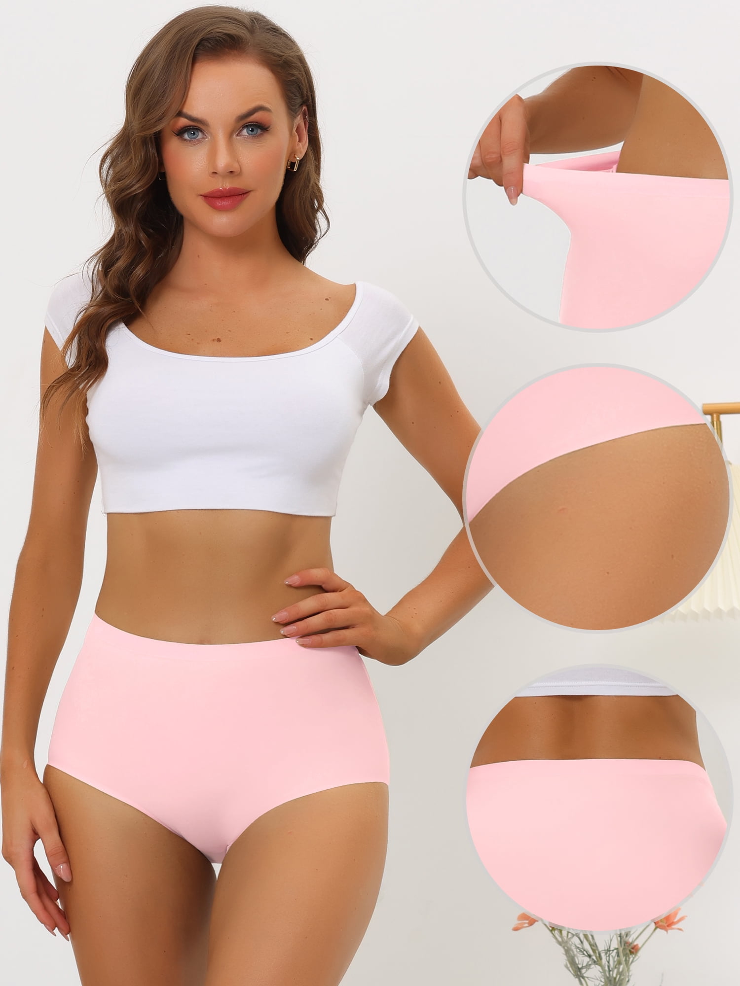 DARING DIVA Women's High-Waist Invisibles Underwear Breathable Panties XL Mid Pink
