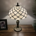 thumbnail image 6 of Tiffany Table Lamp White Stained Glass Crystal Beans Included LED Bulb For Living Room Bedroom Bedside Office Hotel 12"W*19"H, 6 of 6