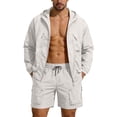 thumbnail image 2 of Yaoyar Mens Vacation Outfits 2 Piece Sun Protection Clothing Short Sleeve Full Zip Up Hoodies and Shorts Matching Set Beachwear, 2 of 9