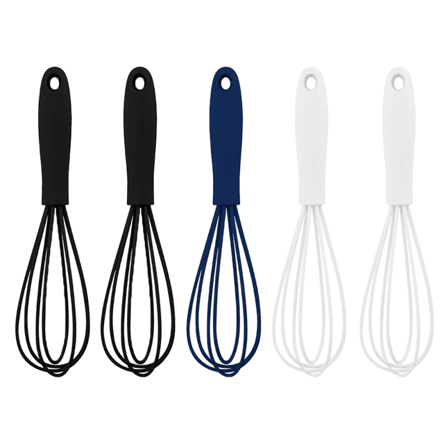 Paquete de 5 mini batidores de cocina de silicona coloridos, mini batidor de cocina para mezclar huevos, leche y masa