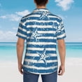 thumbnail image 6 of Kll Men'S Hawaiian Shirt Short Sleeve Button Down Beach Shirts-Ocean On Striped, 6 of 8