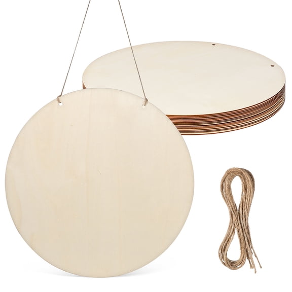 SEWCHICS Round Wooden Plaques for Crafts, Beige Solid Wood, 15Sets for Home Decor