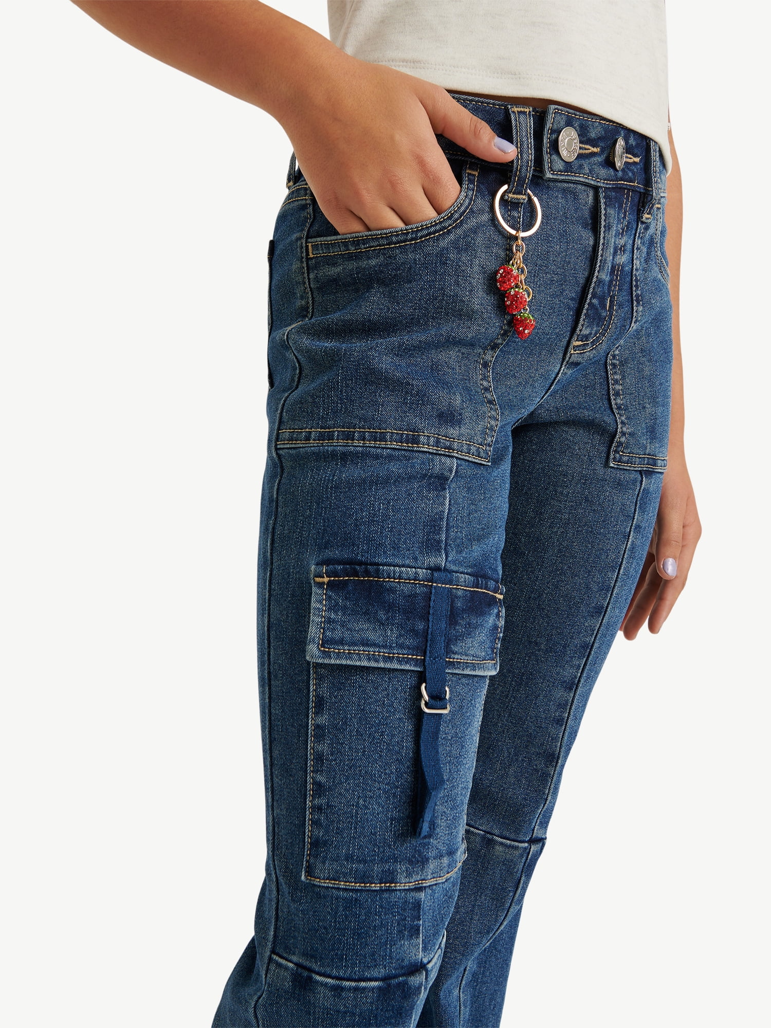 Justice Girl's Cargo Flare w/ Keychain, Sizes 6-18, Slim & Plus