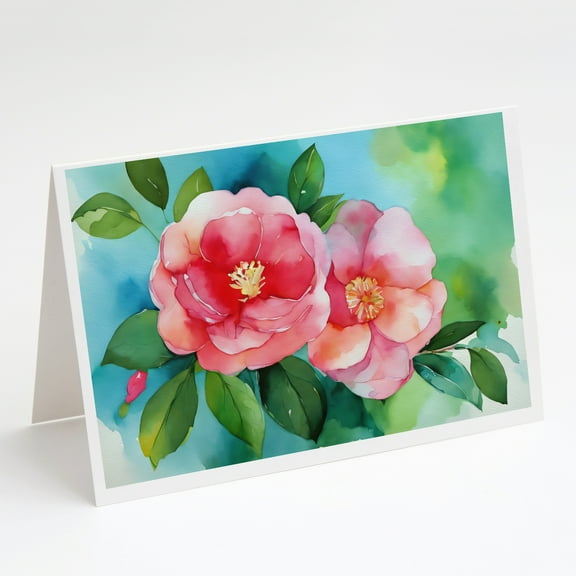 Alabama Camellia in Watercolor Greeting Cards and Envelopes Pack of 8 7 in x 5 in