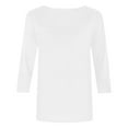 thumbnail image 4 of T-shirts for Women Plus Size 3/4 Sleeve Round-Neck Loose Polluer Solid Shirt White M, 4 of 6