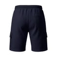 thumbnail image 6 of JTSRKL Men's Outdoor Cargo Shorts Solid Waffle Knit Drawstring Elastic Waist Multi Pocket Short Pants Lightweight Summer Beach Daily Casual Trunks Navy S, 6 of 7