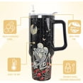 thumbnail image 5 of Skull Tumbler with Handle and Straw 40 oz Gothic Skull Coffee Travel Mug Insulated Cup Skull Stuff Gifts for Women for Halloween Goth Decor, 5 of 6