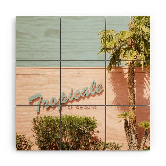 Society6 Eye Poetry Photography Tropicale Lounge Retro Palm Springs 3' x 3' Wood Wall Mural