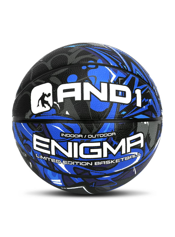AND1 Enigma Indoor/Outdoor Youth Premium Rubber Streetball, Blue and Black, 27.5"