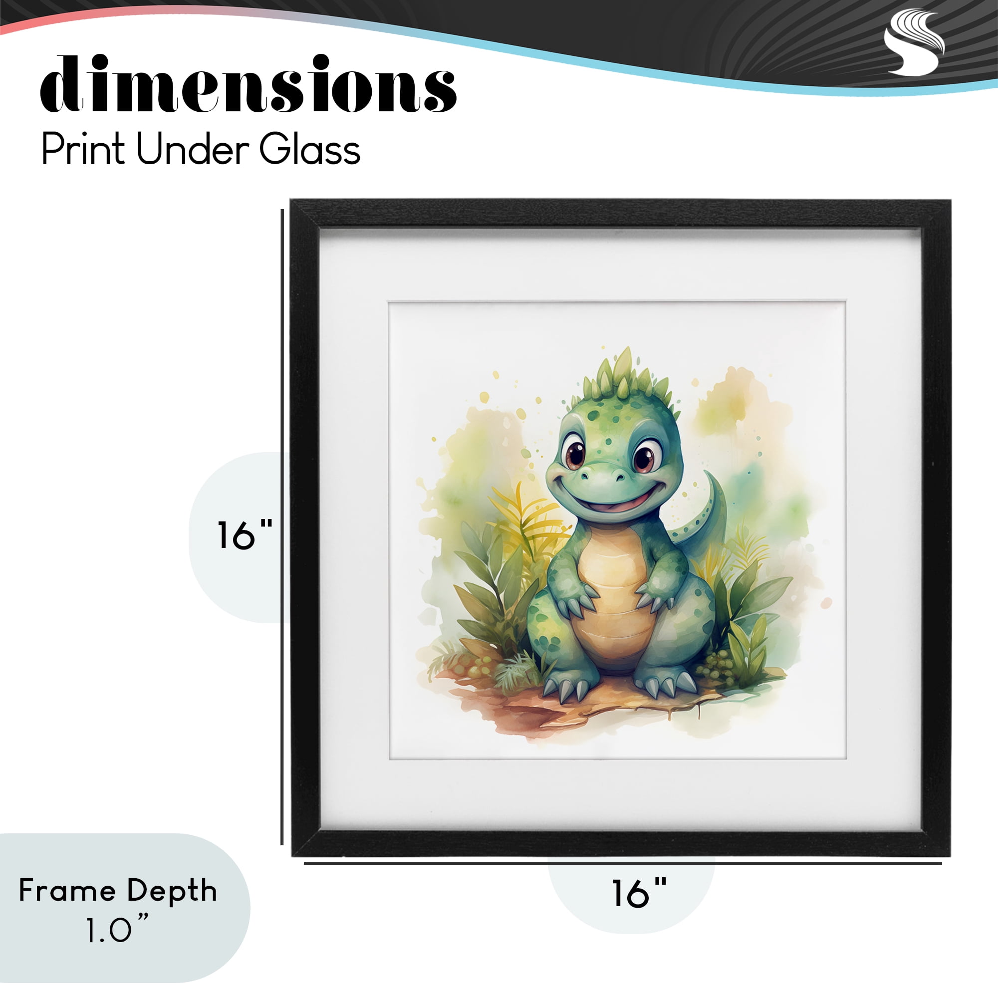 Stupell Industries Crafty Smiling Dinosaur Black Framed Print Under Glass, design by Steve Hunziker