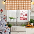 thumbnail image 6 of Orange Plaid Valances for Windows, Decorative Rod Pocket Window Valance Curtains, Gradient Geometric Buffalo White Checkered Short Curtain Drapes for Kitchen/Living Room, 2 Panels, 42" W x 18" L, 6 of 8