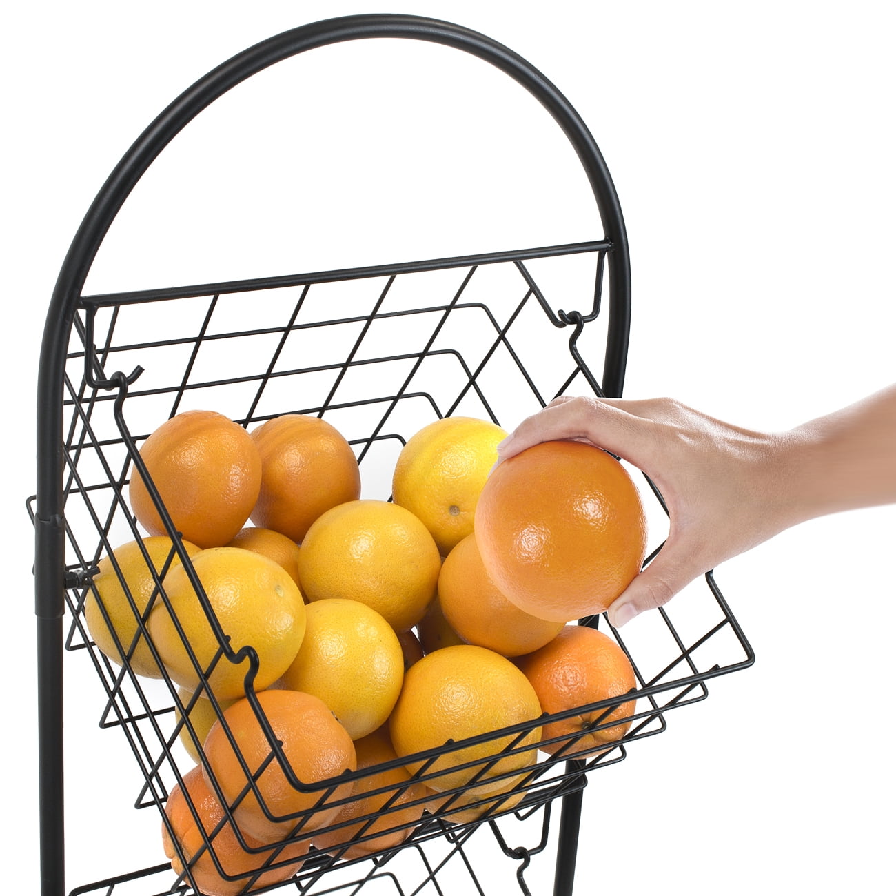Sorbus 3-Tier Wire Market Basket Storage Stand for Fruit, Vegetables, Toiletries, Household Items, Stylish Tiered Serving Stand Baskets for Kitchen, Bathroom Organization (3 Tier Basket - Black)