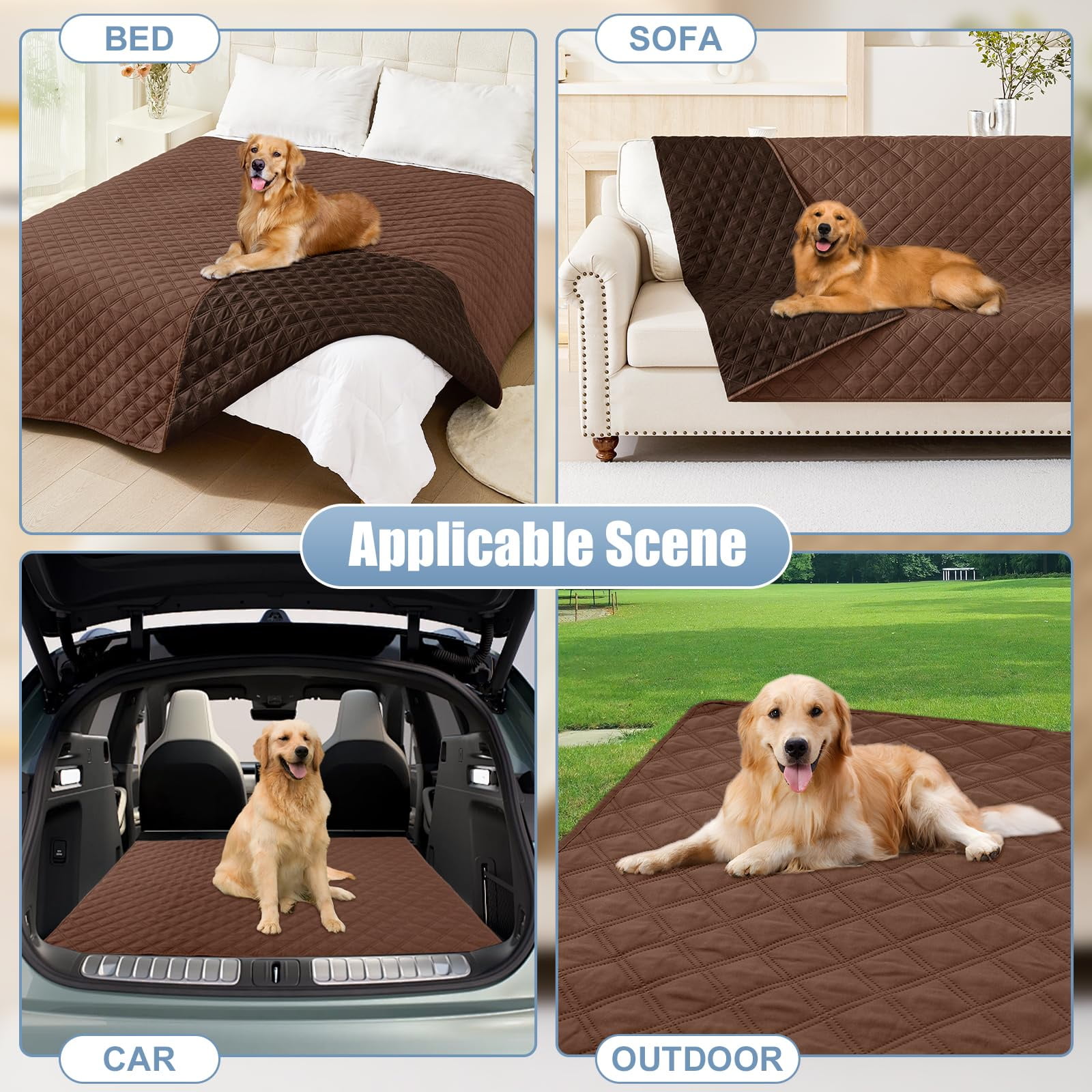 Smiry Waterproof Pet Couch Covers, Washable Dog Blankets for Couch & Bed, Reversible Sofa Cover for Living Room (52x82 Inch, Brown/Chocolate)