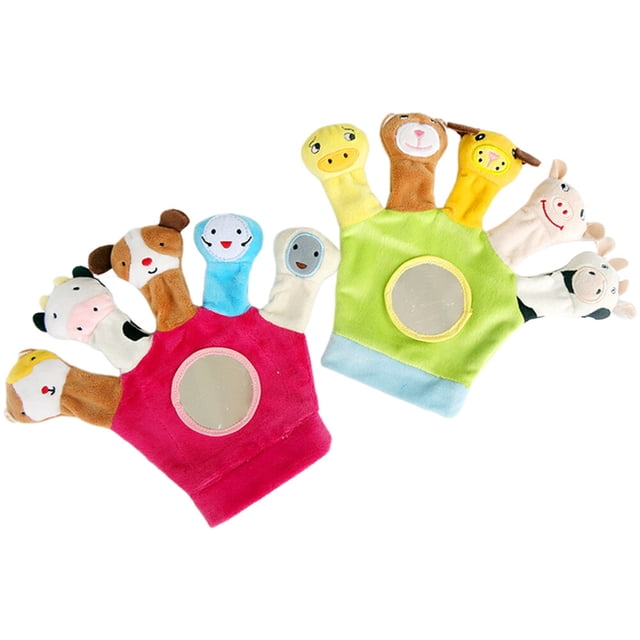 BRIGHTFUFU guantes de franela para bebé, con dibujos de animales, para marionetas de mano, juguetes educativos tempranos para bebés y niños pequeños.