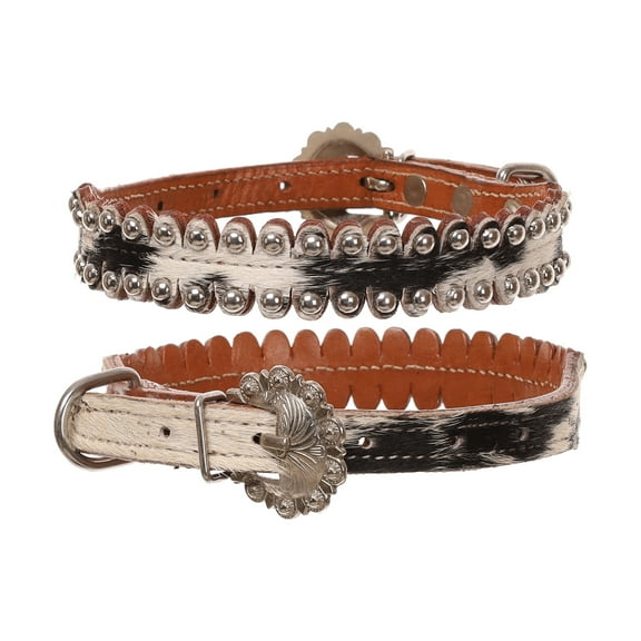 Showman Silver Hide Leather Dog Collar (Small)