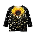 thumbnail image 3 of CCRFTGI Cute Shirts for Girls Size 7 3/4 Sleeve Sunflower Graphic Printed Girls Clothes Tee Tops Summer Trendy Loose Comdy Crew Neck T-Shirts Earthy Yellow 3-4 Years, 3 of 4