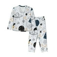 thumbnail image 1 of Balery Cartoon Planets Conjunto de Pijama con Estampado para Mujer, Conjunto de Dos Piezas con Manga Larga, Ropa de Dormir Suave con Bolsillos, Pijamas Cómodos-X-Large, 1 of 7