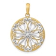 thumbnail image 1 of FB Jewels 14k White and Yellow Two Tone Gold Round Frame with filigree Center Pendant Two-color, 1 of 3