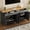Grey, variant on New 63" Cabinet with Glass Door & Adjustable Shelves – Gourd-Shaped Legs, Black Retro Handles, for TV up to 70" or Buffet in Living Room/Dining Area, Black+Natural