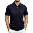 thumbnail image 6 of Men's Summer Solid Casual Shirt Tops Turndown Collar Short Sleeve Loose Fit Multi-Pocket Button Down Polyester Blend Breathable Quick Dry Fishing Hiking Workout Beach Vacation, 6 of 9