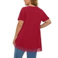 thumbnail image 4 of WellSize Women Plus Size Tops Casual Lace Tunic Blouse Summer Crew Neck Short Sleeve Shirts, 4 of 8
