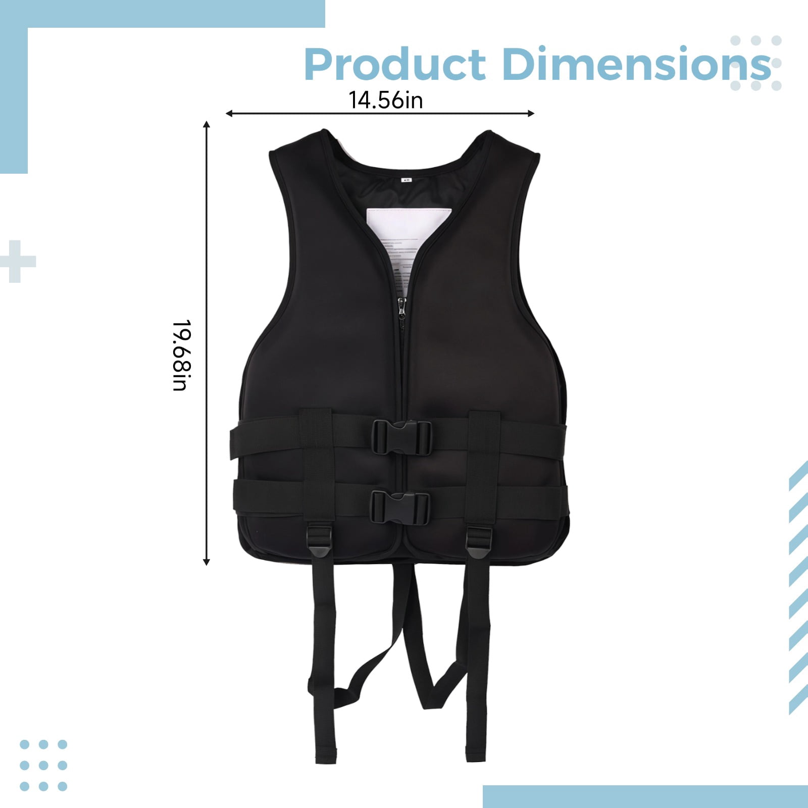 Life Jacket for Women, High Buoyancy Vest for Water Sports, Front Zipper Design, Adjustable Straps, Universal for Fishing, Boating, Surfing, Kayaking, M (Suitable 30-50 kg), Black (Includes Whistle)