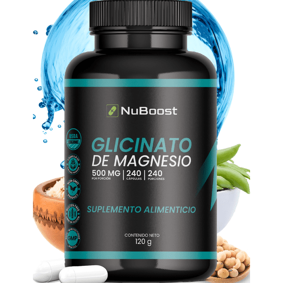Glicinato de magnesio puro 500 mg para aliviar el estrés, complejo de magnesio calmante 240 cápsulas
