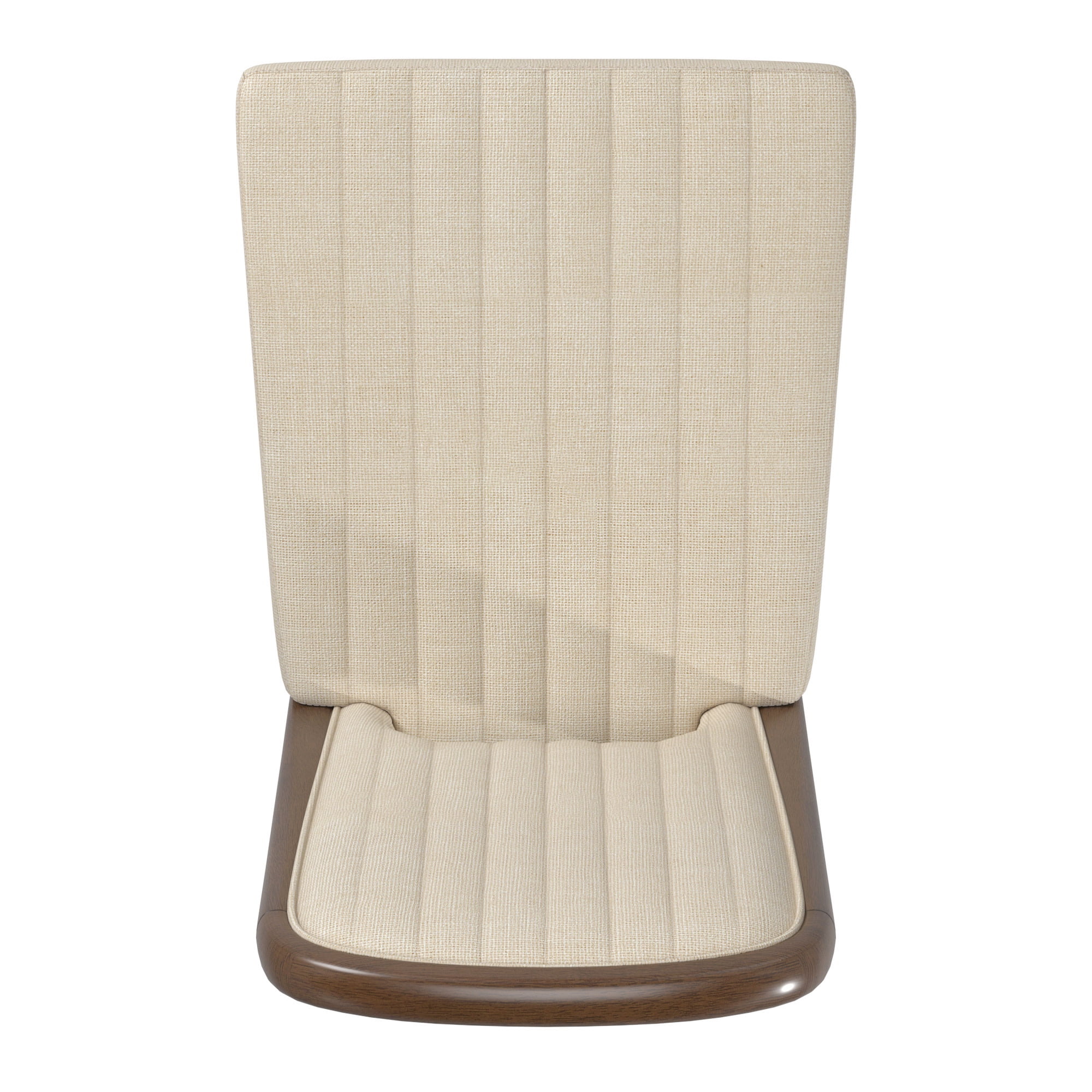 Weston Home Alta Wood Finish Cream Fabric Channel Stitching Dining Chair, Set of 2, Walnut