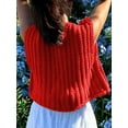 thumbnail image 4 of Women'S Sleeveless Cropped Knit Cardigan 2025 Casual Button Down Crochet Sweater Vest Tops with Pockets Big Red L, 4 of 9