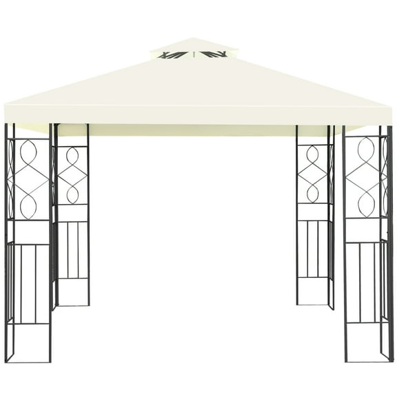 Topbuy 2-Tiers 10'x10'Outdoor Canopy Gazebo Art Steel Frame Party Patio Large Canopy Gazebo