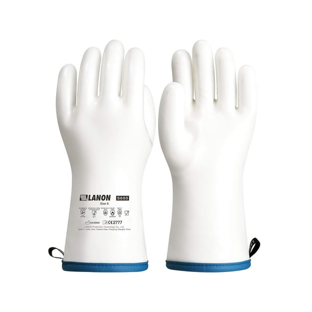 Guantes de horno LANON de silicona líquida resistentes al calor, blancos, M