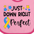 thumbnail image 4 of Inktastic Just Down Right Perfect Down Syndrome Awareness Ribbon Boys or Girls Baby Bib, 4 of 4