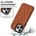 thumbnail image 7 of ELEHOLD Wallet Case for iPhone 14 Pro 6.1",RFID Blocking Card Holders Luxury Argyle Pattern Leather Case Kickstand Magnetic Button Slim Lightweight Shockproof Purse Case,Brown, 7 of 7