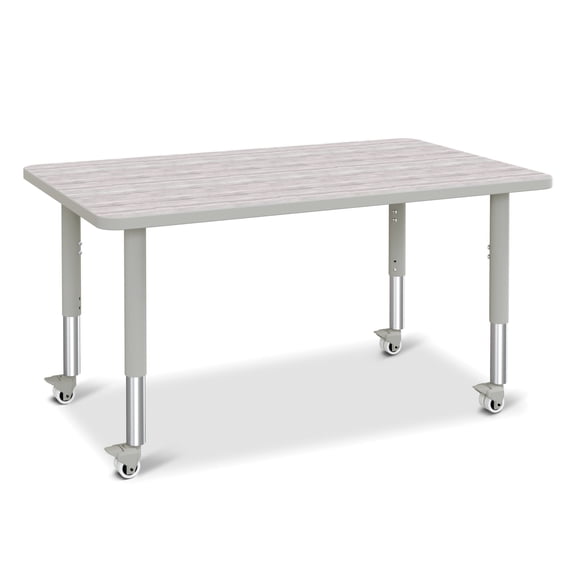 Jonti-Craft Berries® Rectangle Activity Table - 30" X 48", Mobile - Driftwood Gray/Gray/Gray