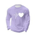 thumbnail image 3 of UVEASISHA Valentines Day Waffle Knit Shirts for Men Long Sleeve Heart Graphic Tees Big and Tall Casual Regular Fit T-Shirts Holiday Gifts Purple 4XL, 3 of 9
