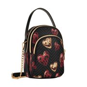 Cross Body Shoulder Handbags Bags Fashion Glam Heart Metallic Romance Pattern