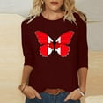 thumbnail image 4 of qucoqpe Women's Summer Tops Fashion Casual Loose Crew Neck 3/4 Sleeve Shirts Graphic Tees Blouses, 4 of 5
