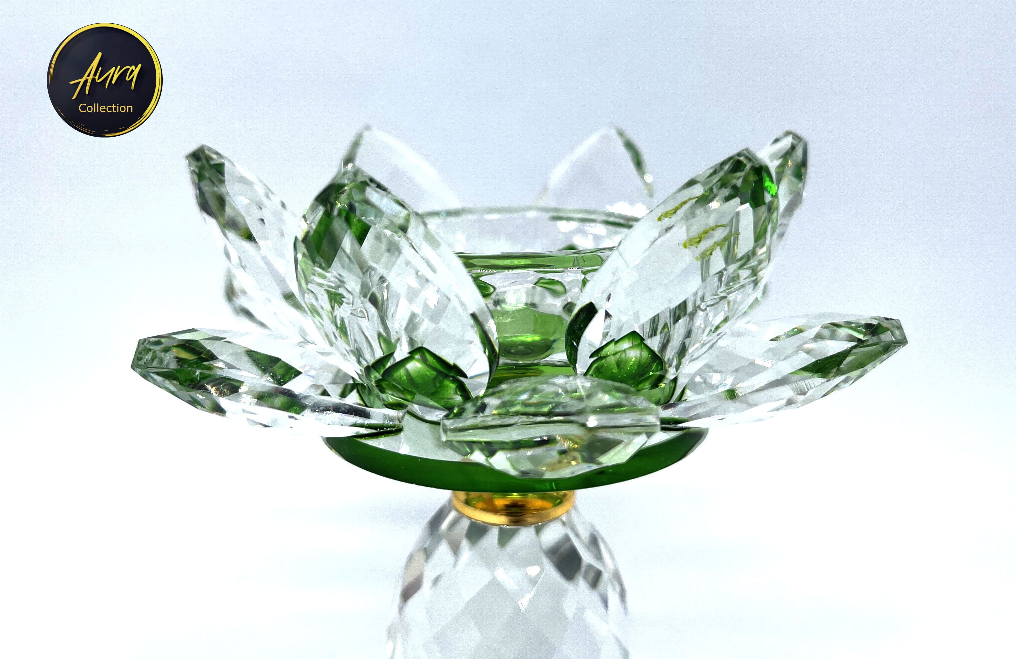 Lotus Flower Crystal Candle Holder Handmade Desktop for Home Décor