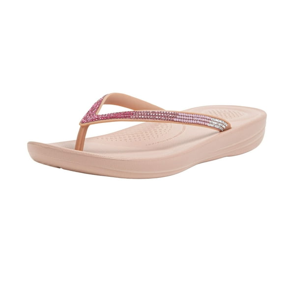 Chanclas FitFlop iQushion Ombre Sparkle para mujer, color beige