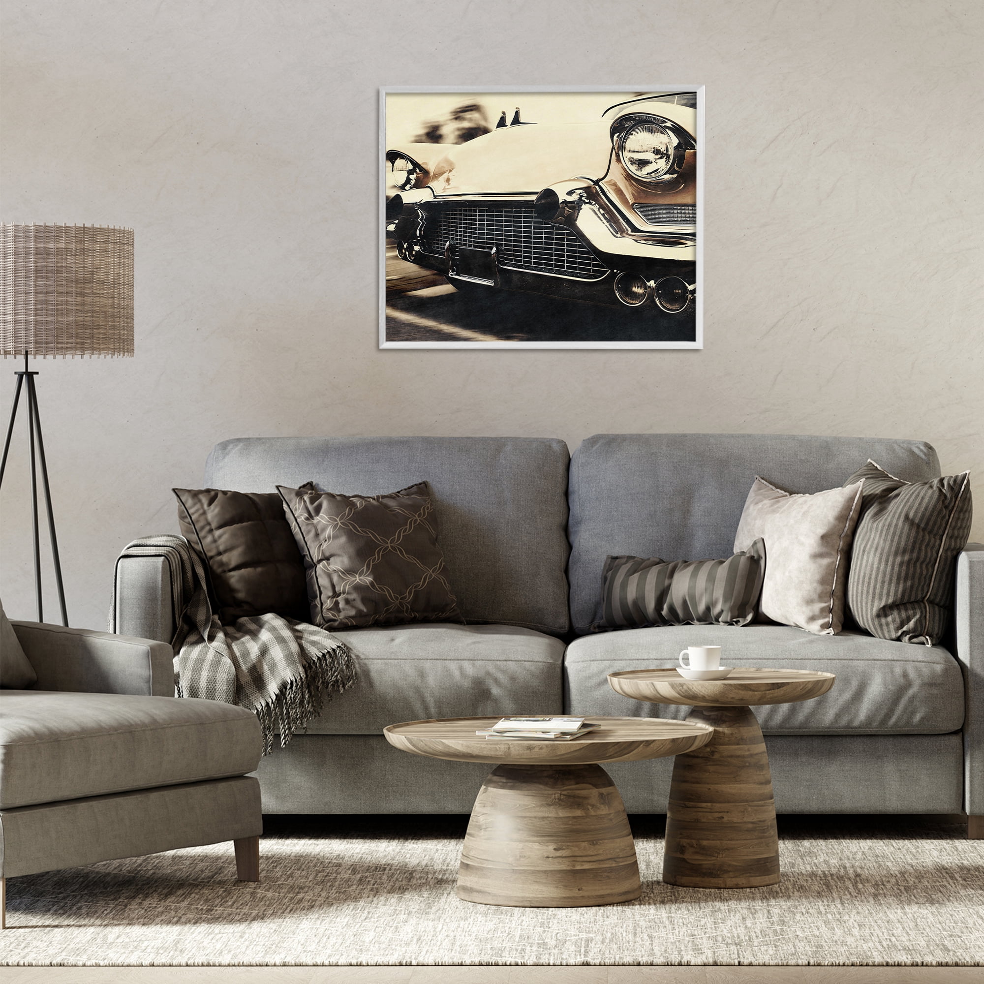 Stupell Industries Vintage Ride Headlights White Framed Giclee Art, design by Marcus Prime