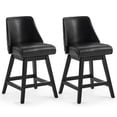thumbnail image 2 of Firmoz 26" Swivel Bar Stools Set of 2, Faux Leather Upholstered Solid Wood Pub Chairs with Nailhead Trim, Black, 2 of 13