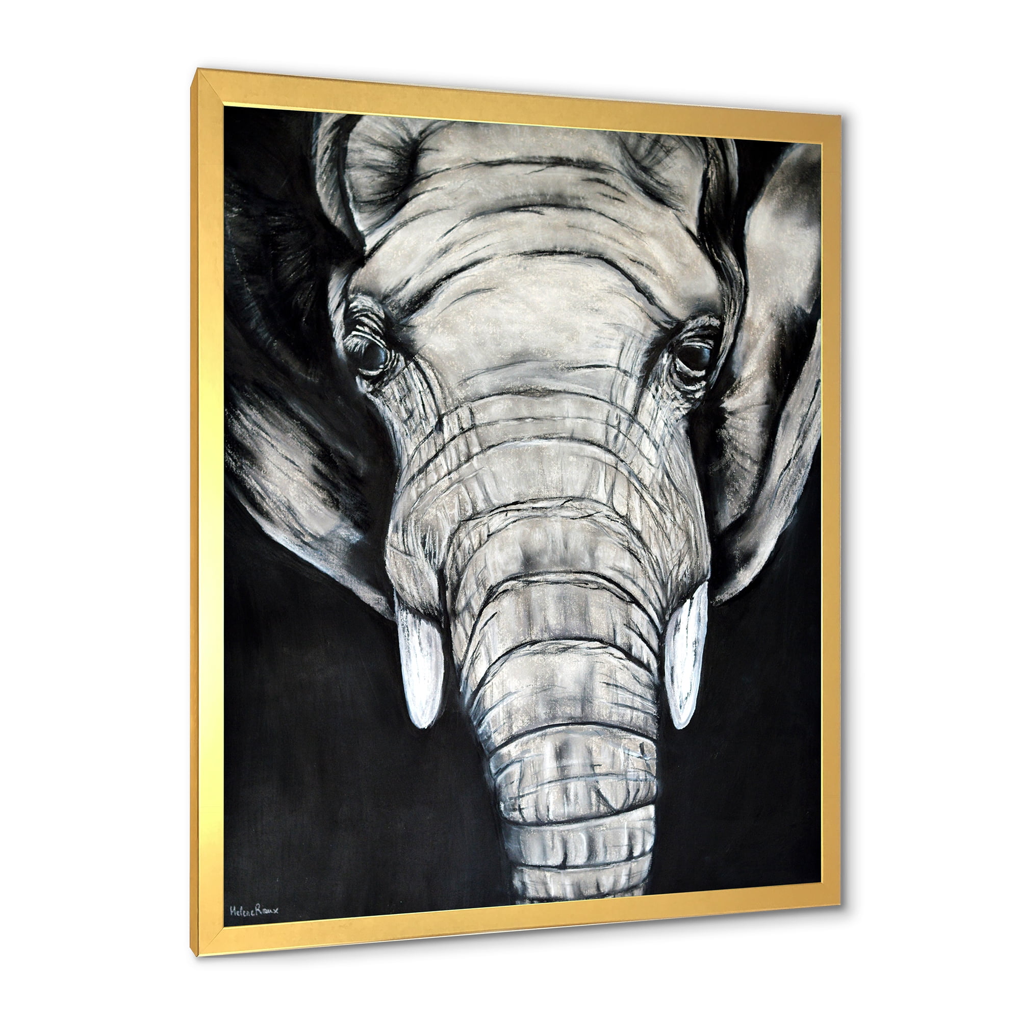 Designart 'The Close Up Portrait Of An African Elephant' Farmhouse Framed Art Print
