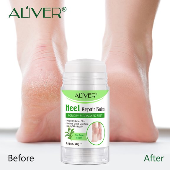 Aliver Cracked Heel Repair Balm Stick-Tea Tree Scent Heel Repair Balm for Dry & Cracked Feet-Nourishing and Moisturizing Skin-2.4 oz