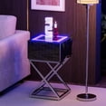thumbnail image 2 of ARICOEASY Mirrored End Table with LED Light & Large Drawer, 2 of 6
