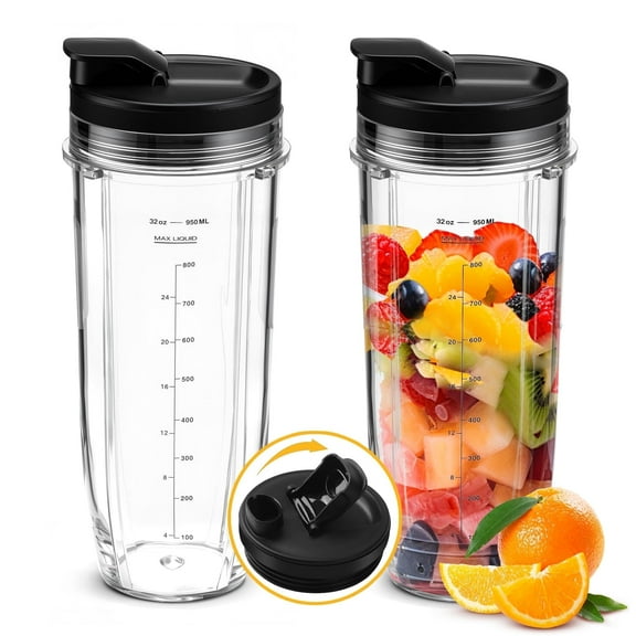 Replacement 32oz Blender Cup with Sip & Seal Lid For Nutri Ninja BL450 BL454 Bl455 BL456 BL480 BL481 BL482 BL490